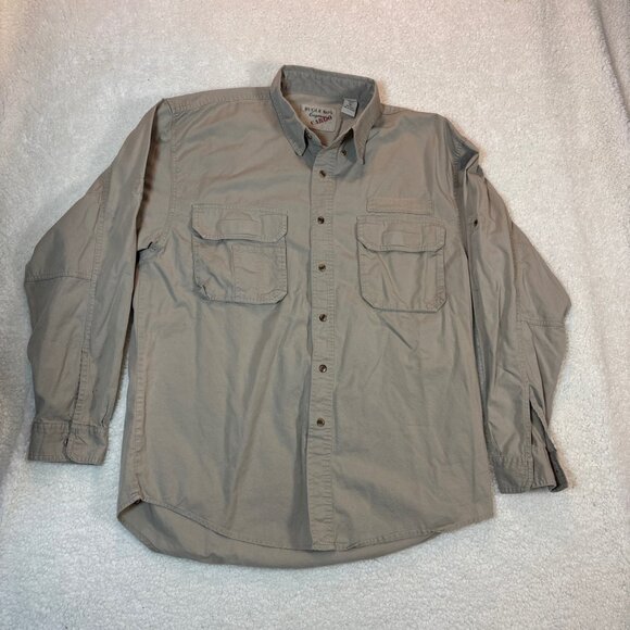 Bugle Boy Originals Cargo Mens Long Sleeve Button-Up Shirt Size L Beige Cotton - Picture 2 of 12